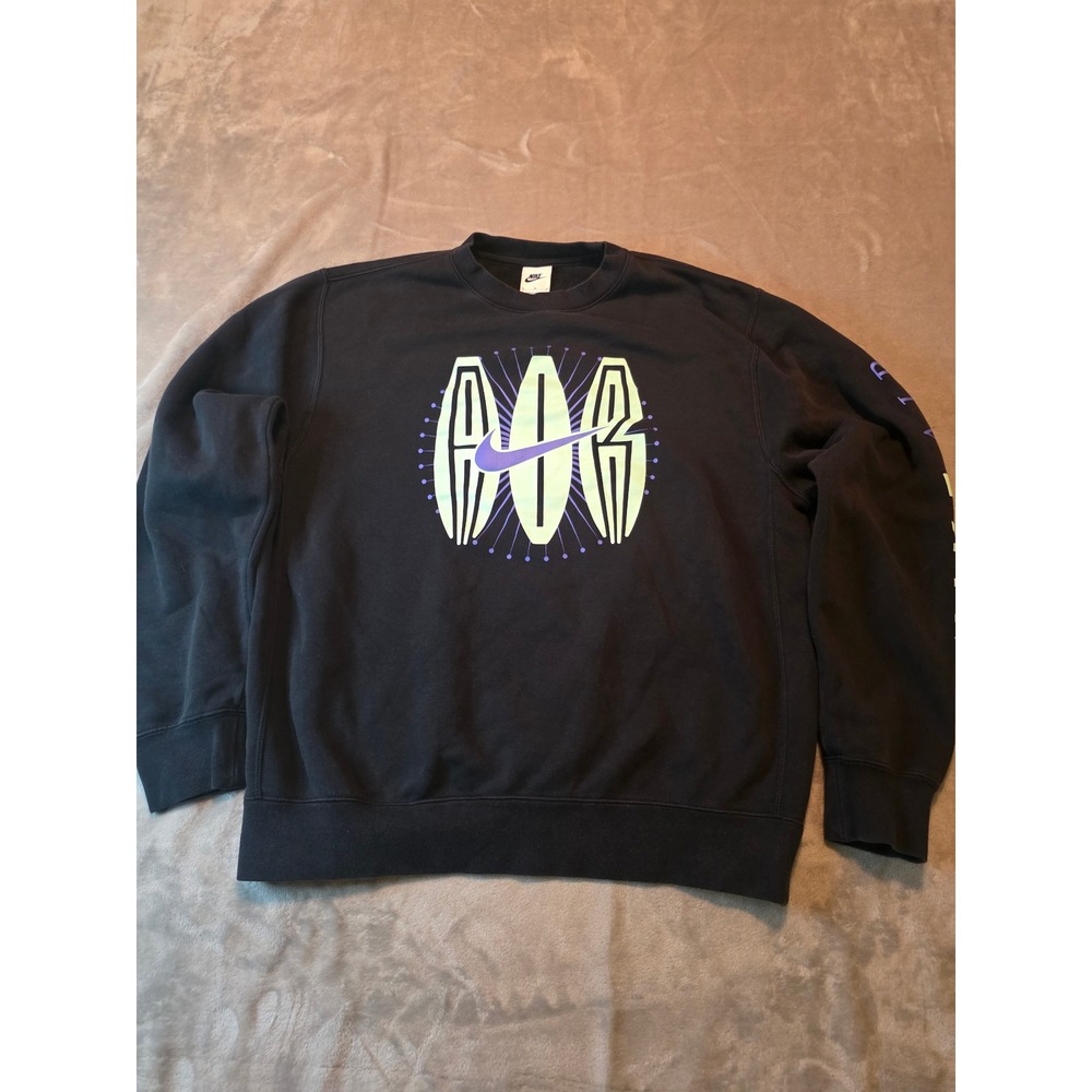 Nike Sweatshirt Mens Medium Black Nike Air Graphic Fleece Pullover Crewneck